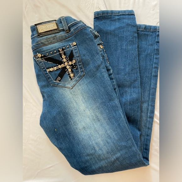 E-line Jeans USA- Straight Skinny Jeans Distressed, Juniors Size 13 - Picture 3 of 7